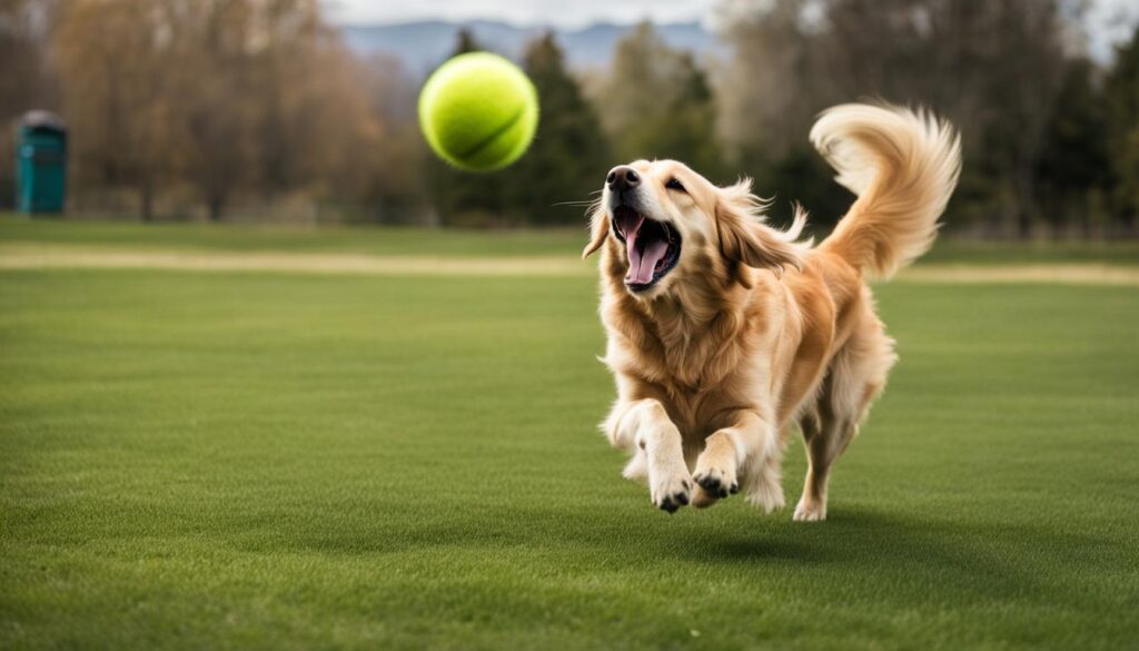 dog playing tennis fetch